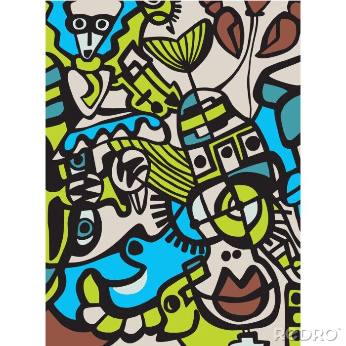 Papier peint à motif  Figures abstraites sur un mur