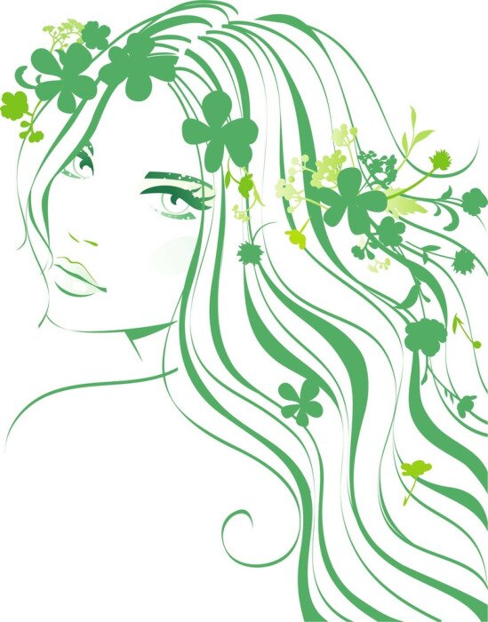 Papier peint à motif  Fille avec des fleurs dans les cheveux