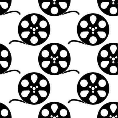 Papier peint à motif  Film Reel Icon, Cinema Movie Reel Icon Seamless Pattern