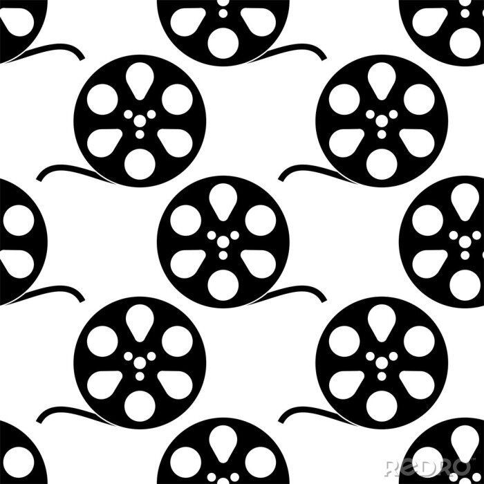 Papier peint à motif  Film Reel Icon, Cinema Movie Reel Icon Seamless Pattern