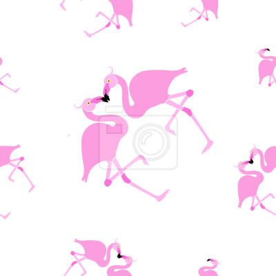 Papier peint à motif  Flamants roses amoureux