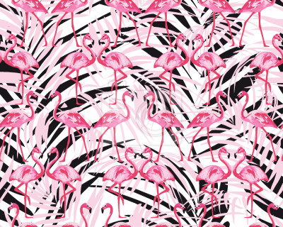Papier peint à motif  Flamingos Palm Beach Ë