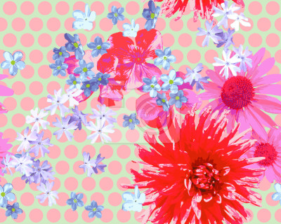 Papier peint à motif  Fleur dispersée sur les points