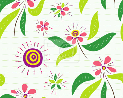 Papier peint à motif  Fleurs asiatiques