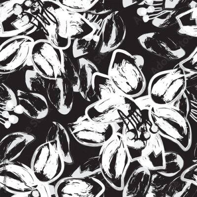 Papier peint à motif  Fleurs blanches abstraites dans un style moderne