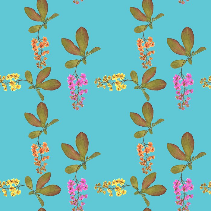 Papier peint à motif  Fleurs colorées avec des feuilles de saule