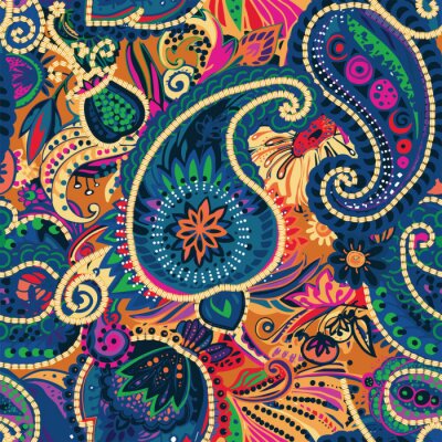 Papier peint à motif  Fleurs colorées dans un style oriental