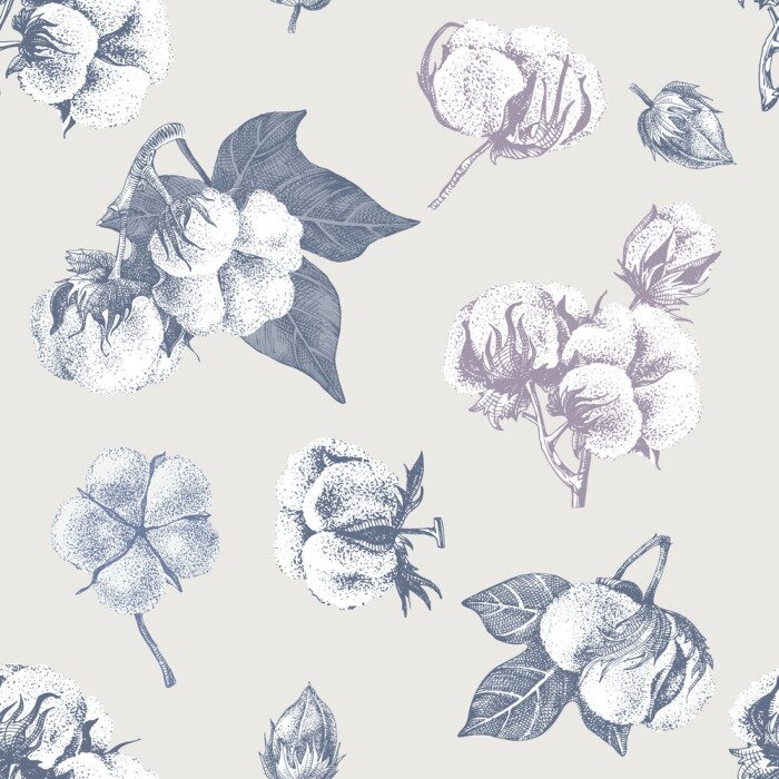 Papier peint à motif  Fleurs de coton
