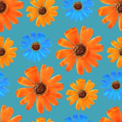 Papier peint à motif  Fleurs de souci gaies