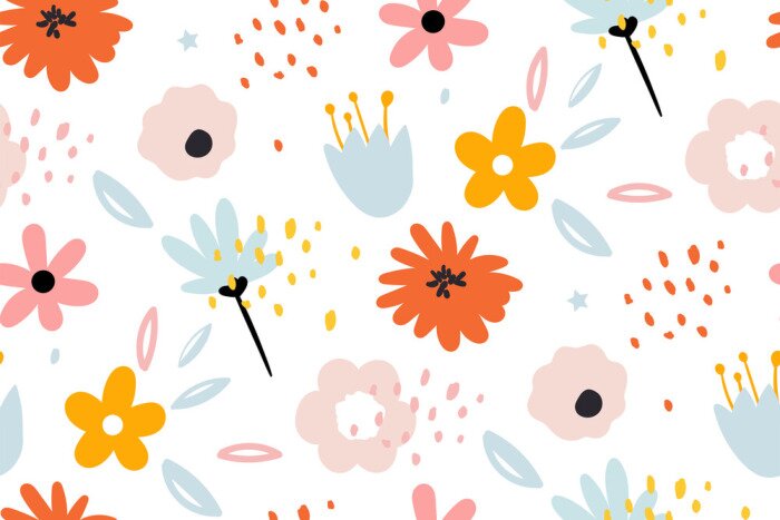 Papier peint à motif  Fleurs de style scandinave