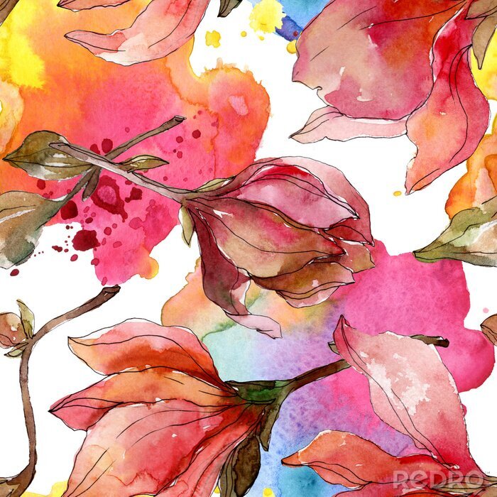 Papier peint à motif  Fleurs délicates peintes à l'aquarelle