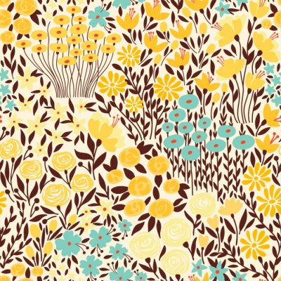 Papier peint à motif  Fleurs des champs ensoleillés