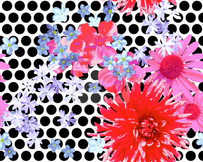 Papier peint à motif  Fleurs dispersées avant-garde