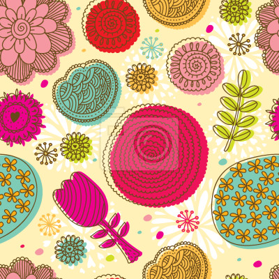 Papier peint à motif  Fleurs doodle