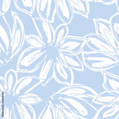 Papier peint à motif  Fleurs épanouies bleues