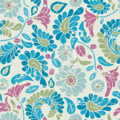 Papier peint à motif  Fleurs Fantaisie Avec Patine