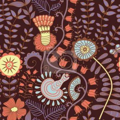 Papier peint à motif  Fleurs féeriques