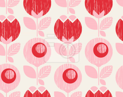 Papier peint à motif  Fleurs fifties