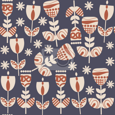 Papier peint à motif  Fleurs Folkloriques russes