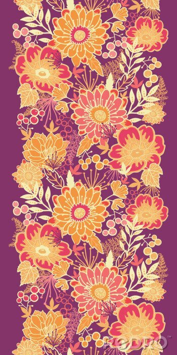 Papier peint à motif  Fleurs orange sur fond violet
