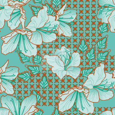 Papier peint à motif  Fleurs orientales