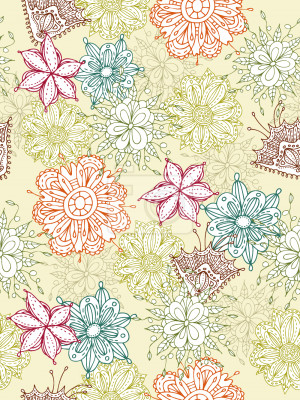 Papier peint à motif  Fleurs partouts