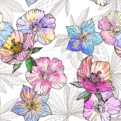 Papier peint à motif  Flora l'eau et aime la couleur