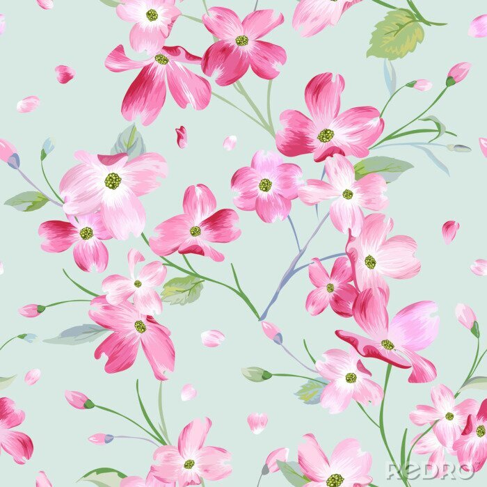 Papier peint à motif  Floraison fond de fleurs de printemps. Impression de mode sans couture en vecteur