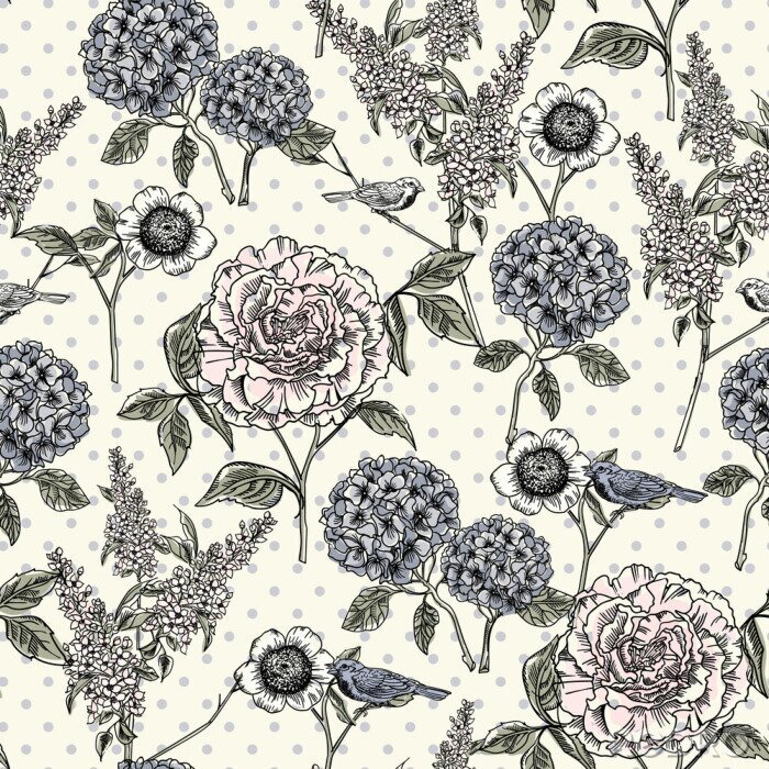 Papier peint à motif  Floral pattern sans soudure. Textures dessinées à la main à la mode.
