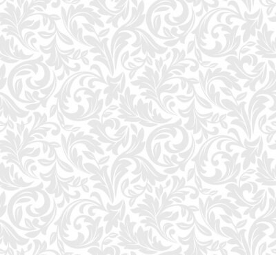 Papier peint à motif  Floral pattern. Wallpaper baroque, damask. Seamless vector background. White and grey ornament.