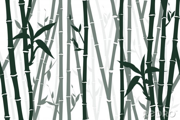 Papier peint à motif  Fond monochrome avec des bambous