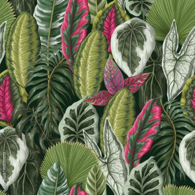 Papier peint à motif  Fond multicolore avec des feuilles