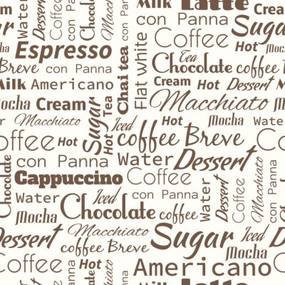 Papier peint à motif  Fond sans soudure avec des étiquettes de café.