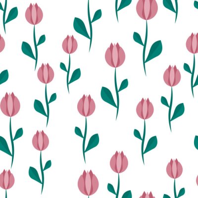 Papier peint à motif  Fond transparent avec des tulipes.
