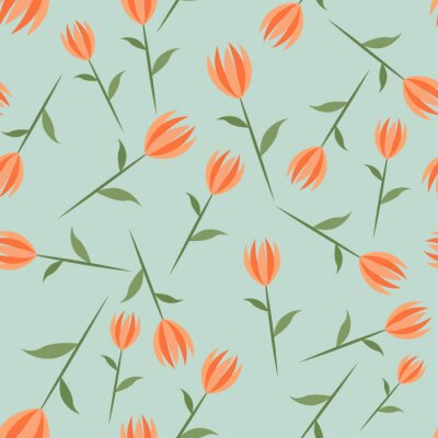 Papier peint à motif  Fond transparent avec des tulipes.