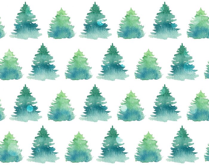 Papier peint à motif  Forêt aquarelle dans le brouillard