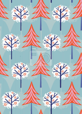 Papier peint à motif  Forêt aux couleurs bonbon