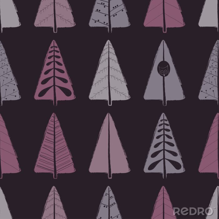 Papier peint à motif  Forêt aux couleurs violettes