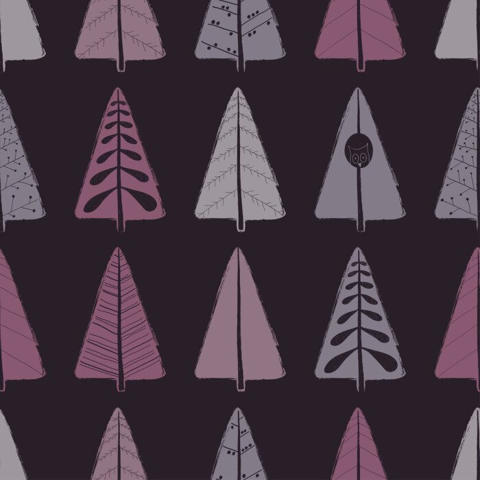 Papier peint à motif  Forêt aux couleurs violettes