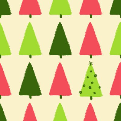 Papier peint à motif  Forêt colorée sur fond pastel