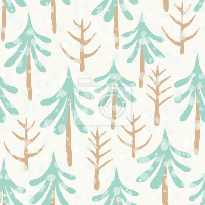 Papier peint à motif  Forêt d'aquarelle d'hiver