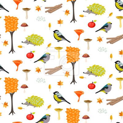 Papier peint à motif  Forêt d'automne de dessin animé