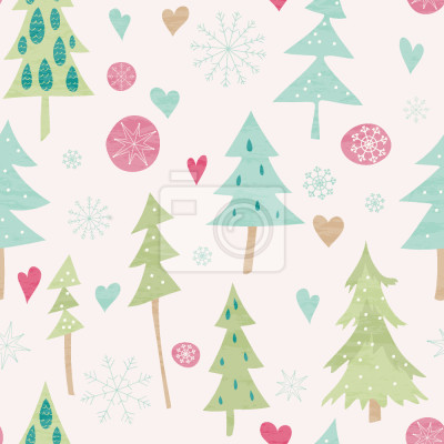 Papier peint à motif  Forêt d'hiver de conte de fées