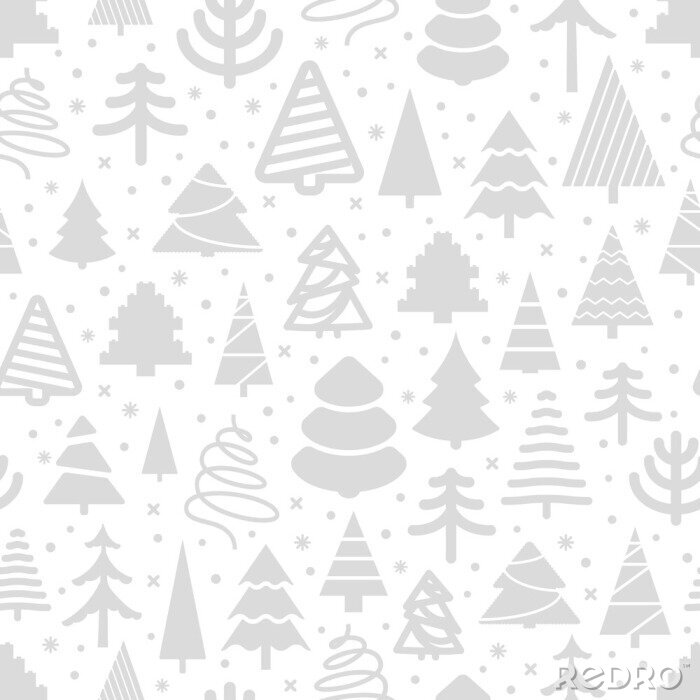 Papier peint à motif  Forêt d'hiver monochrome