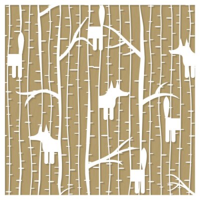 Papier peint à motif  Forêt de bouleaux avec des renards