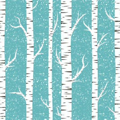 Papier peint à motif  Forêt de bouleaux d'hiver