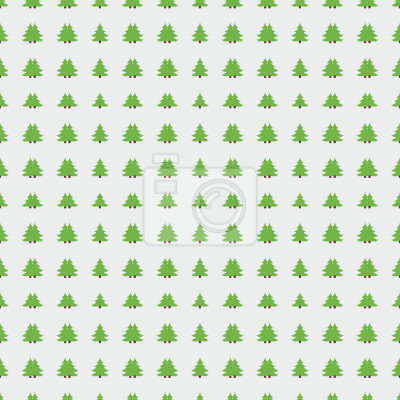 Papier peint à motif  Forêt de conifères vert géométrique sur fond gris
