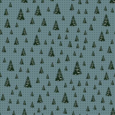 Papier peint à motif  Forêt esquissée sur un fond à pois