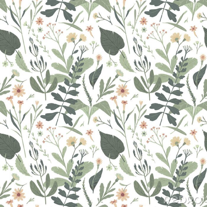 Papier peint à motif  Foret forestier botanique sans soudure. Illustration vectorielle