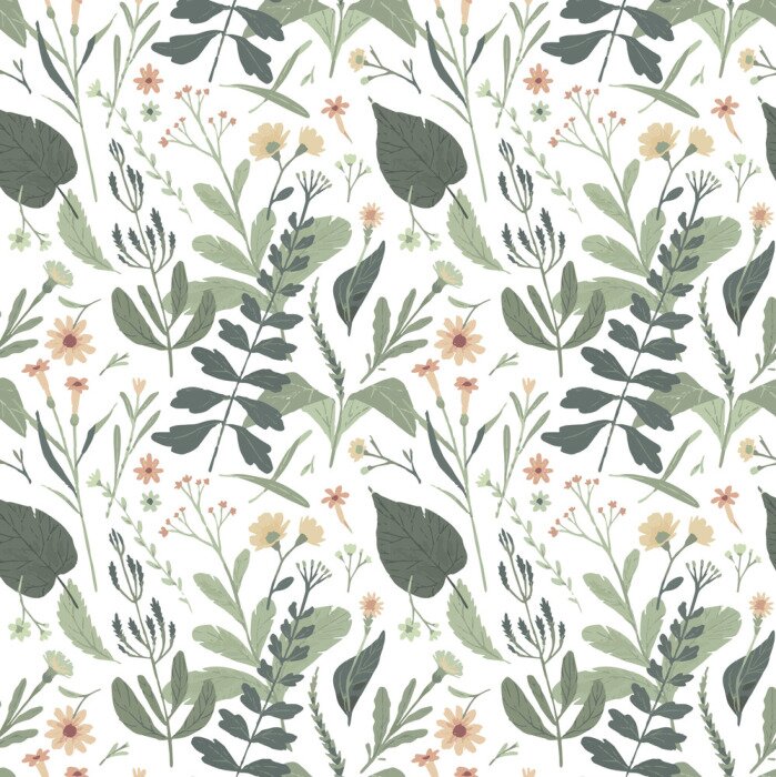 Papier peint à motif  Foret forestier botanique sans soudure. Illustration vectorielle